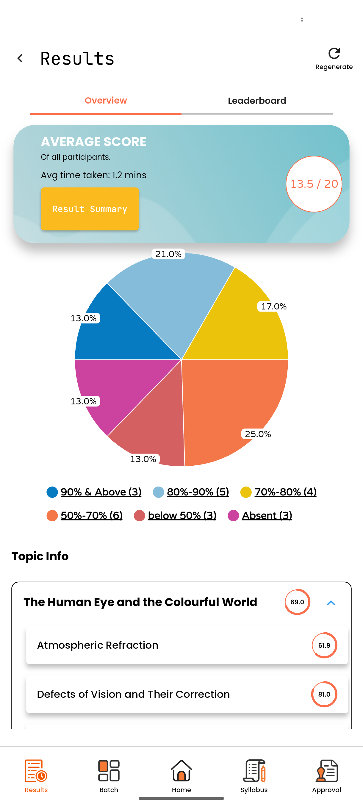 Quizly teacher app creating a test and viewing class results